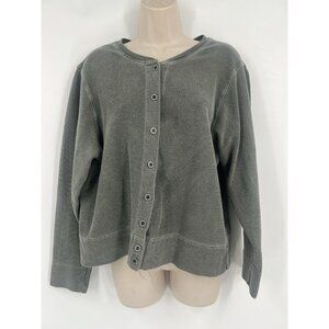 Women’s LL Bean Button Up Long Sleeve Waffle Knit Shirt Size Medium